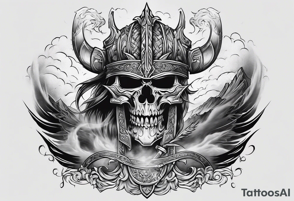 Valhalla mist fog lightning tattoo idea