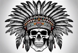 War chief bonnet with skull tattoo idea