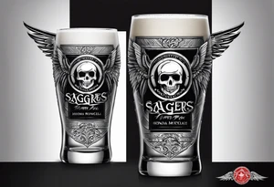 sagres beer glass 0,25cl, with wings from the honda motorcycle logo, and tools tattoo idea