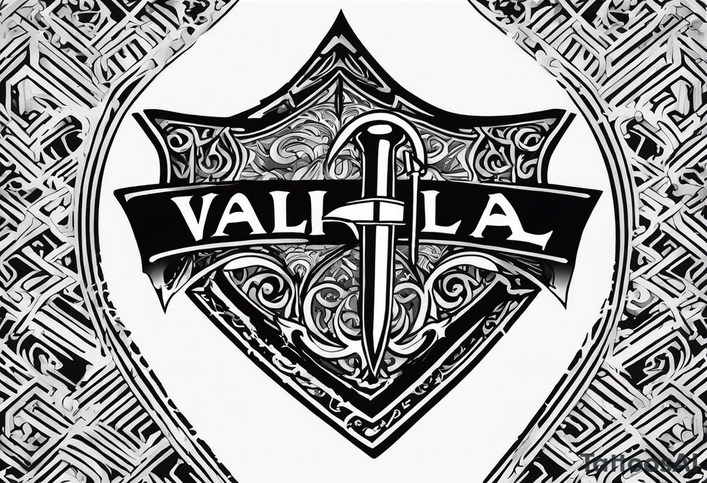 Valhalla Stairs sword shield axe armour tattoo idea