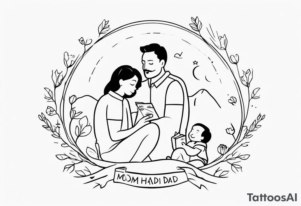 Mom dad family hold habd tattoo idea