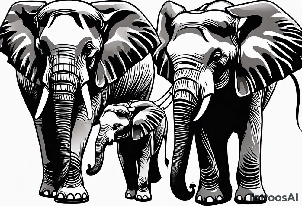 mother daughter , elephants tattoo idea