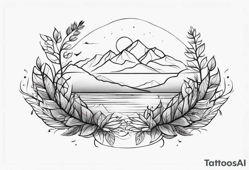 Horizontal tattoo inspired by nature that will go across thigh tattoo idea