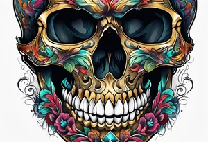 Open mouth skull with road coming out mouth tattoo idea