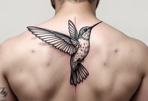 Hummingbird and lines for hips tattoo idea