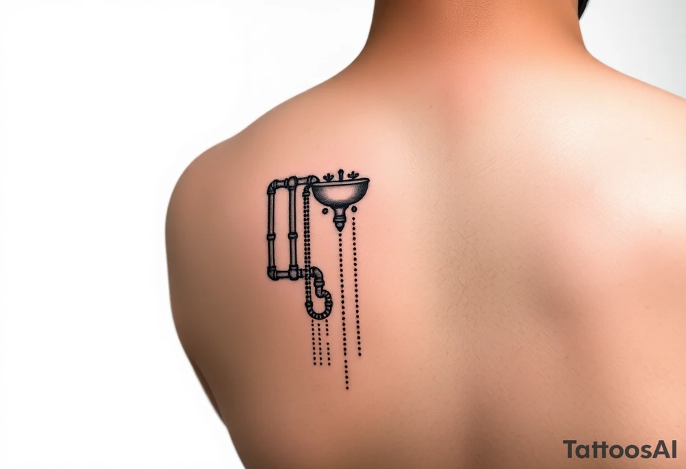 tatto with vertical
 system of piping coming from a sink down a forearm tattoo idea