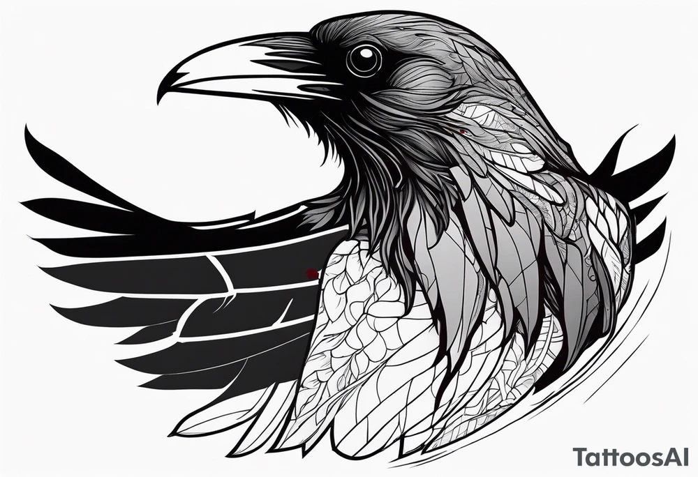 black raven with blood in mouth tattoo idea