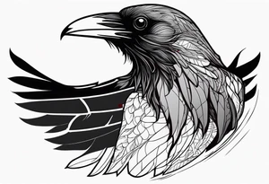black raven with blood in mouth tattoo idea