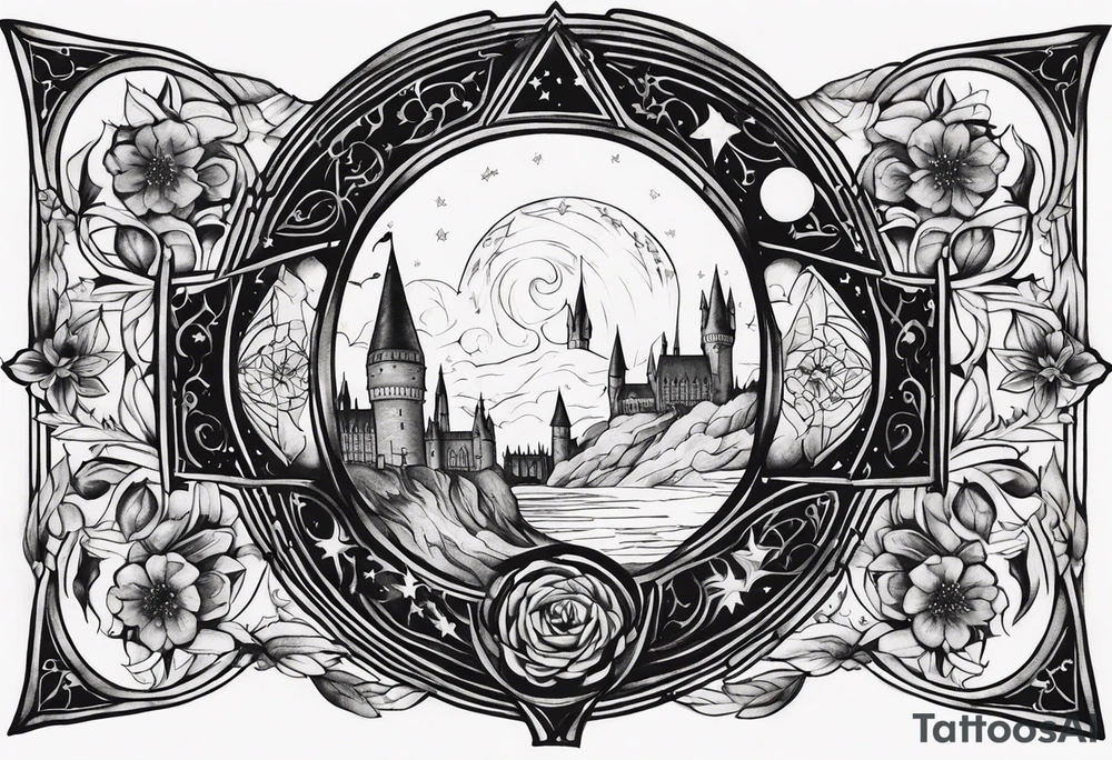 Harry Potter theme tattoo sleeve tattoo idea