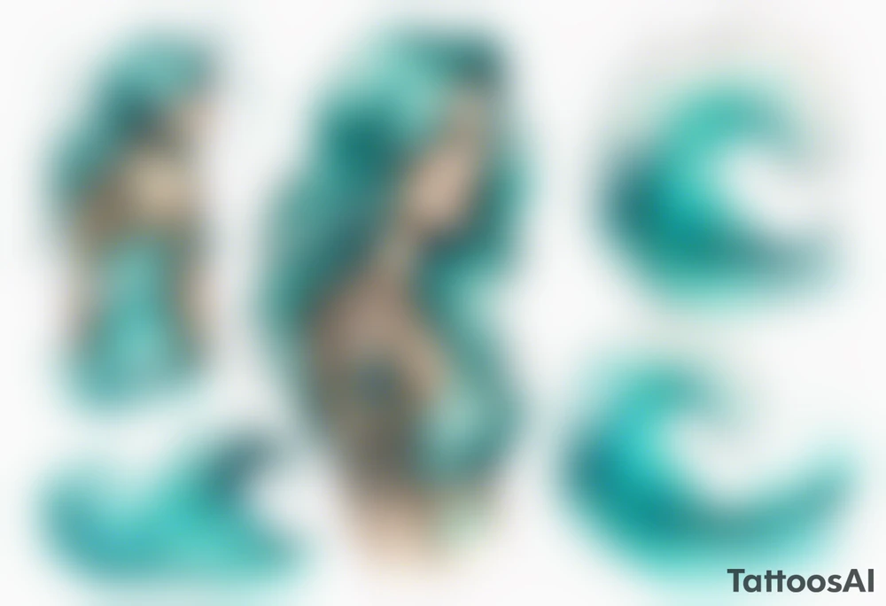 a turquoise water woman standing in the waves tattoo idea