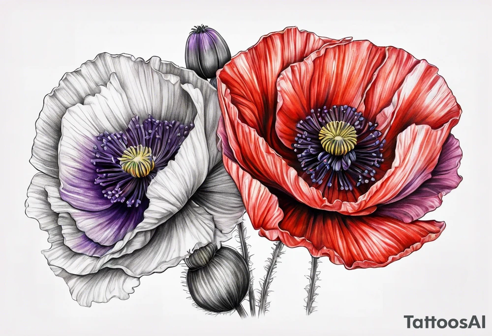 Poppy and violet tattoo idea
