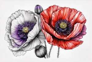 Poppy and violet tattoo idea