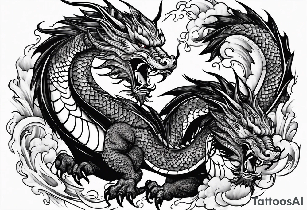 japanese dragon climbing tattoo idea