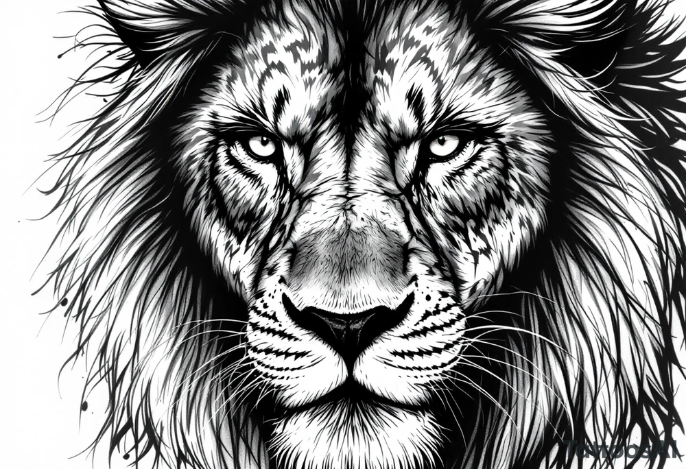 powerful majestic lion, close-up tattoo idea