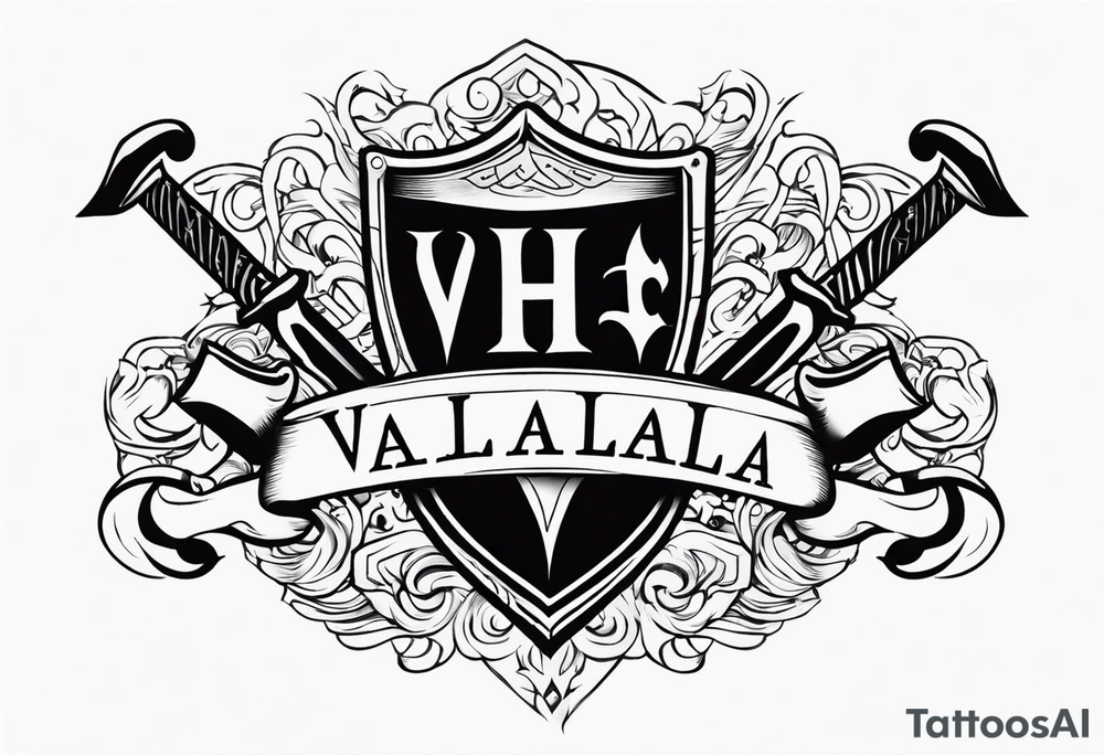Valhalla shield fire sword tattoo idea