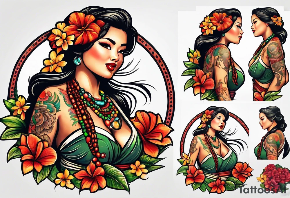 hula girl who dance with famas tattoo idea