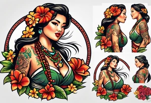 hula girl who dance with famas tattoo idea