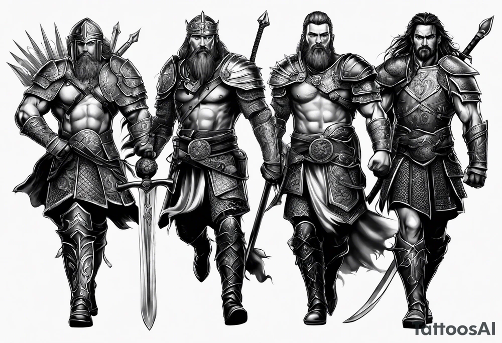 Irish warriors in battle for arm sleeve tattoo idea