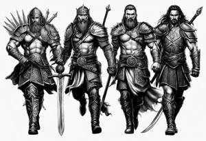 Irish warriors in battle for arm sleeve tattoo idea