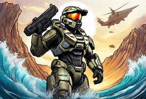 Halo 3 Marine reaching for the sky tattoo idea