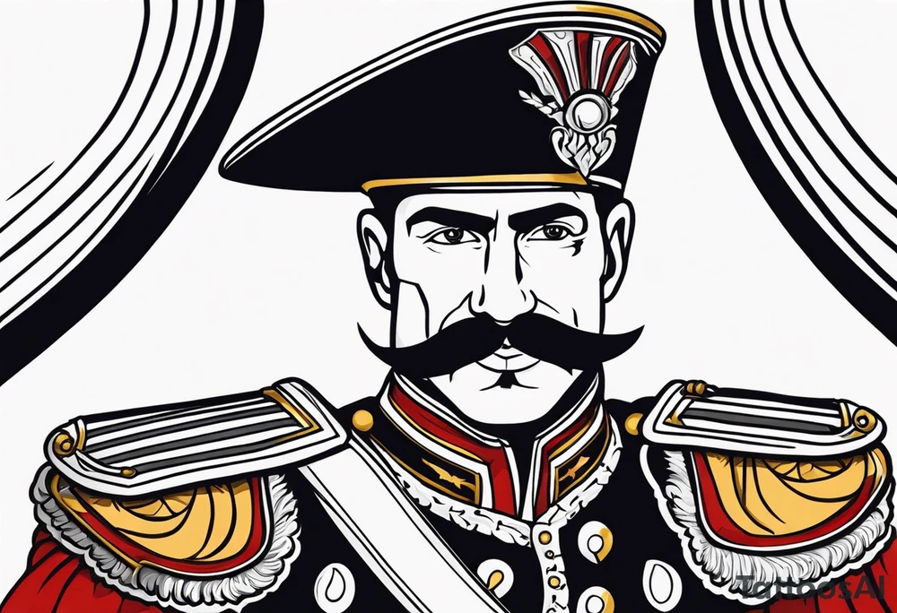 old school tattoo of hussar with mustash tattoo idea