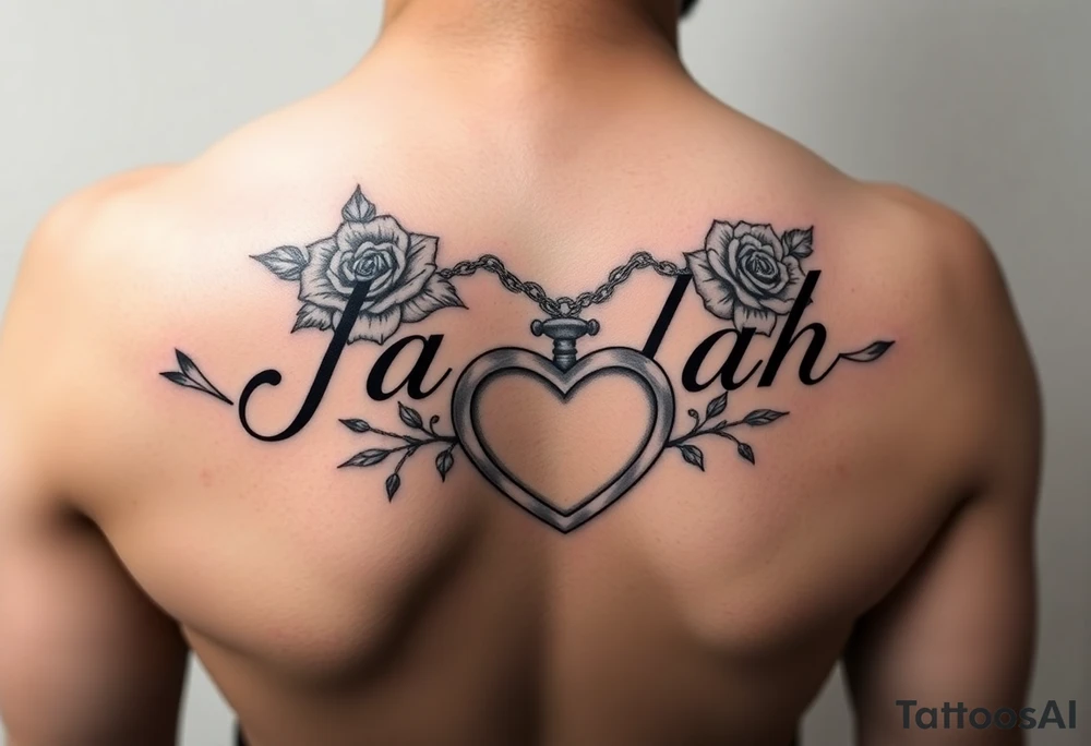 The name Jaylah With Roses and Foot Print and Pocket watch shaped like a Heart on forearm tattoo idea