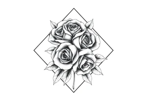 Roses inside of an elongated diamond shape tattoo idea