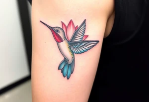 A hummingbird with lotus wings(only red , blue and black are possible colors) tattoo idea