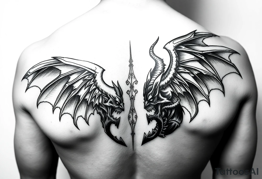 Ángel vs demons tattoo idea