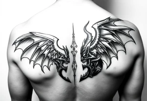 Ángel vs demons tattoo idea