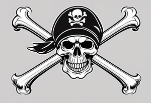 create a pirate flag with a feminine skull with two blonde pigtails and crossbones  wearing glasses. no hat tattoo idea