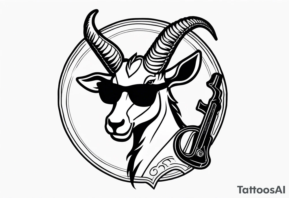 capricorn with sunglasses and shotgun tattoo idea