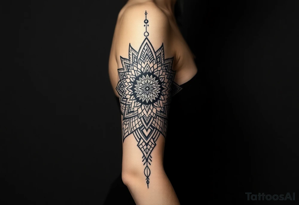 bold line dark shamanstyle tattoo idea