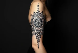 bold line dark shamanstyle tattoo idea