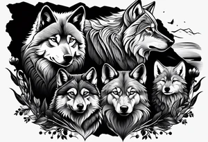 Wolfs and 4 cubs tattoo idea