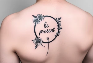 Forearm tattoo with moon enso ring. Add flowers. Add a stem that says be present. tattoo idea