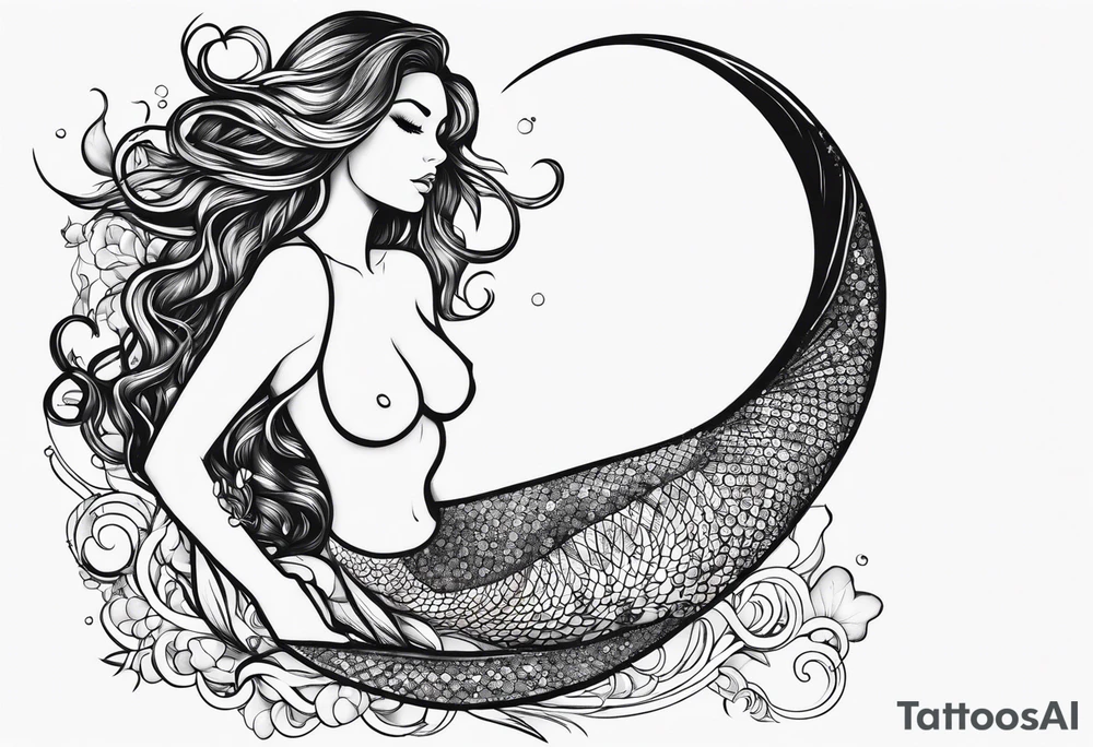 create a sketch of a minimalist mermaid tattoo including concepts of the band 311 tattoo idea