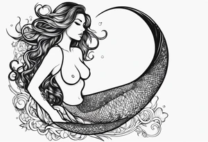 create a sketch of a minimalist mermaid tattoo including concepts of the band 311 tattoo idea