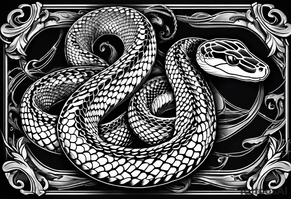 Black and grey American traditional rattle snake tattoo idea
