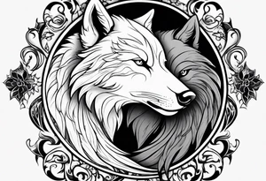 good wolf and bad wolf. Ying Yang style tattoo idea