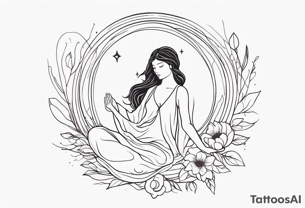 Resurrection Beautiful woman rising from her dead self to inner peace and self-love ethereal tattoo idea