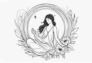 Resurrection Beautiful woman rising from her dead self to inner peace and self-love ethereal tattoo idea