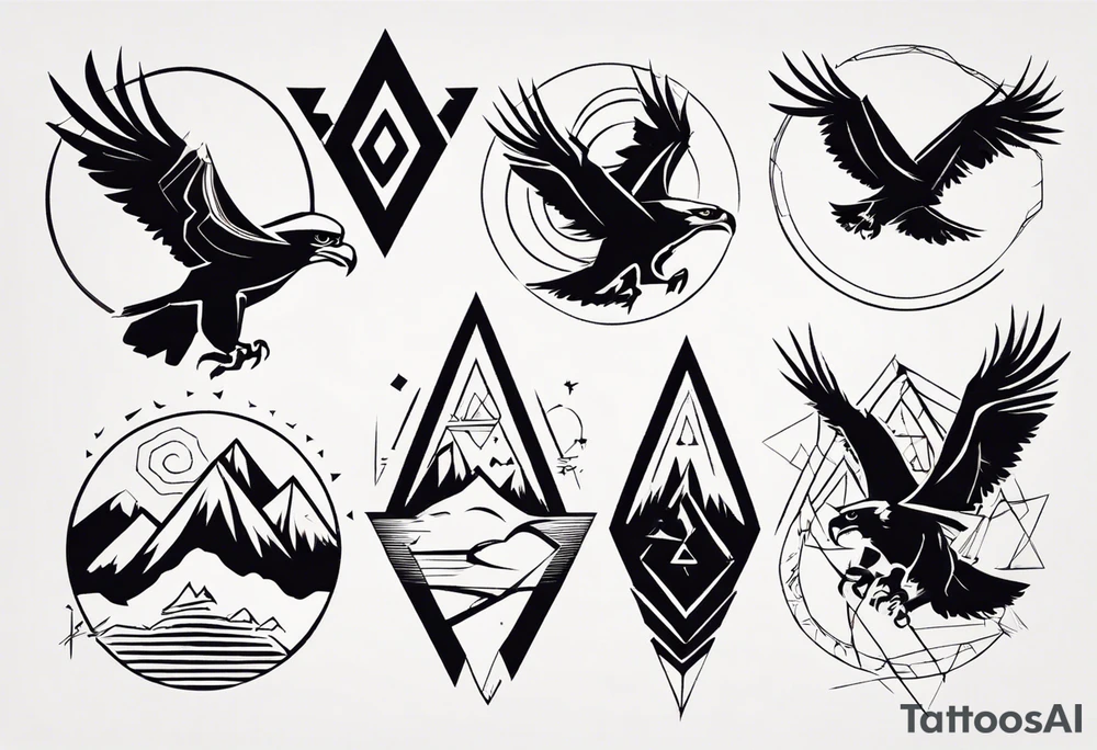 mountains eagles tattoo idea