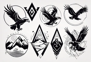 mountains eagles tattoo idea
