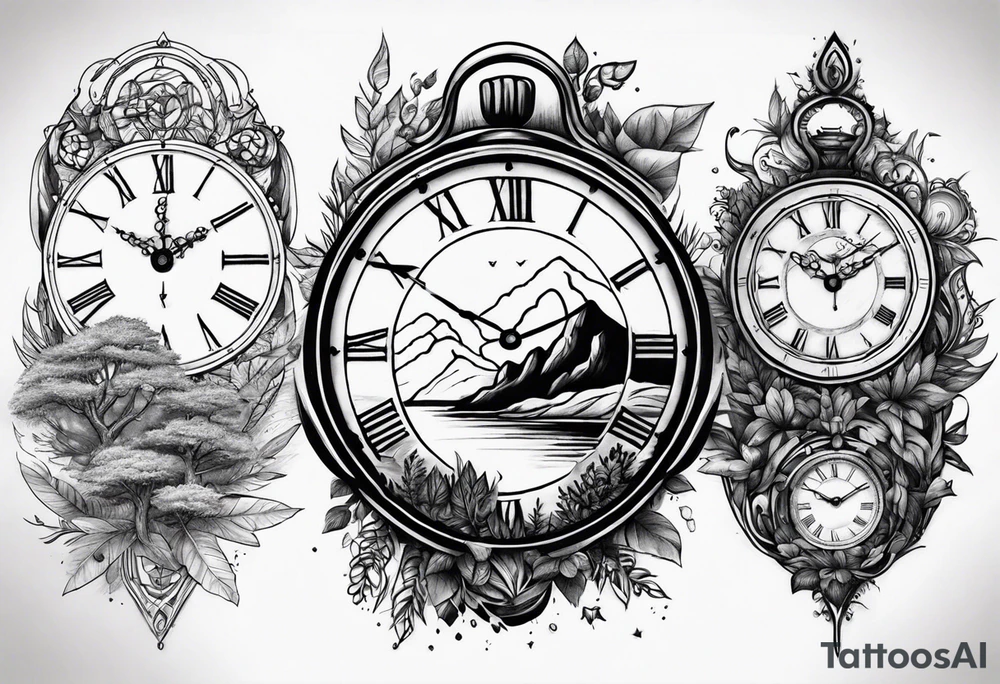nature element clock memorial tattoo simple design tattoo idea nature element clock memorial tattoo simple design tattoo idea