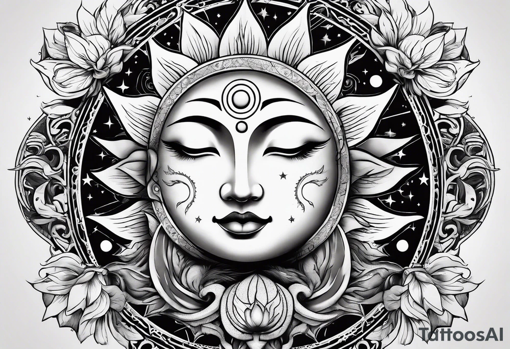 Sun and moon tattoo idea
