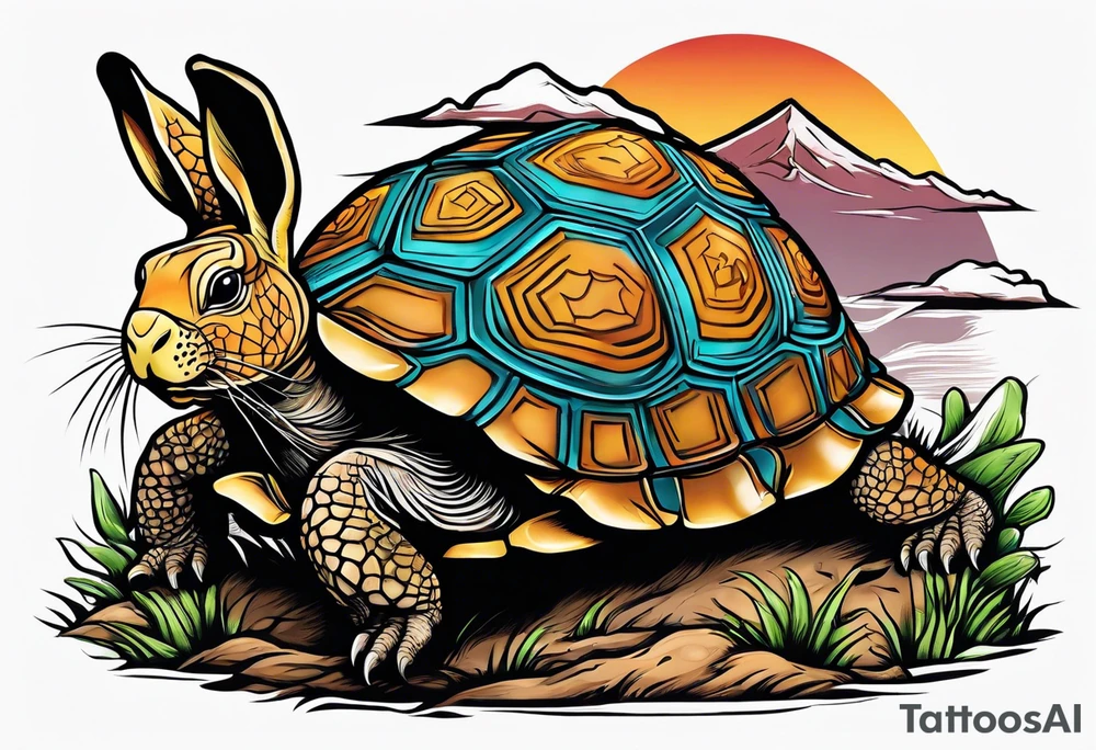 The tortoise and the hare road race tattoo idea