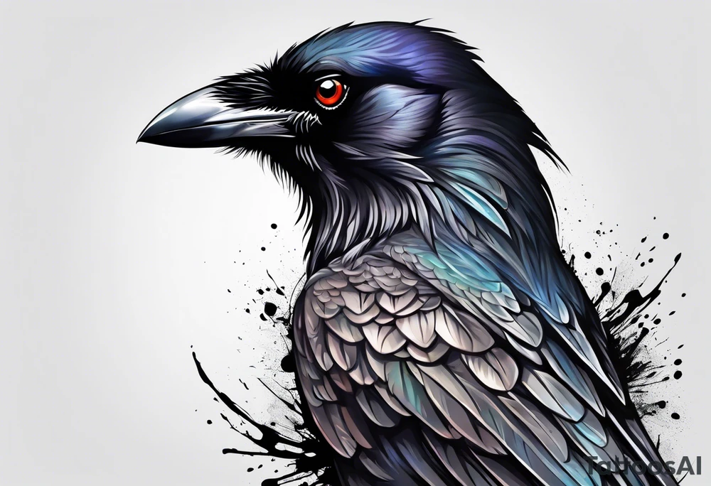 crow bleeding from eyes tattoo idea