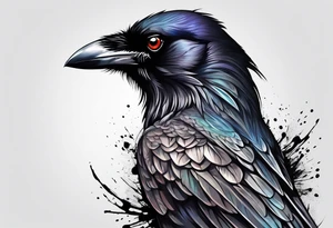 crow bleeding from eyes tattoo idea
