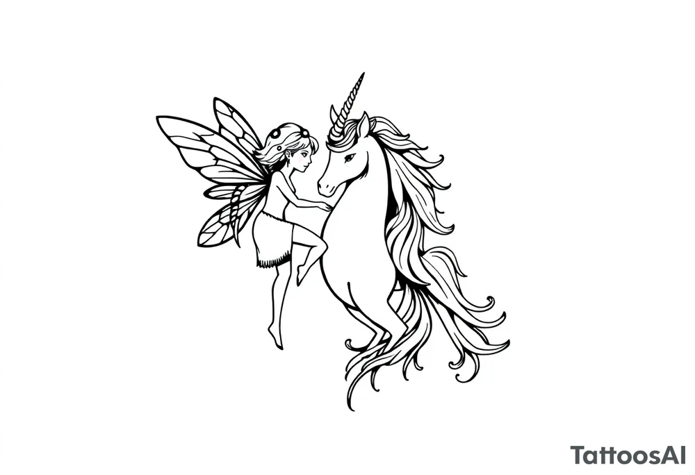 weird fairy and unicorn tattoo idea